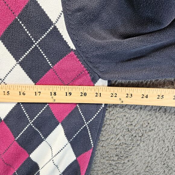 Brooks Brother St Andrew Links Sweater Men Size Large‎ Blue Pink Argyle - Picture 4 of 9